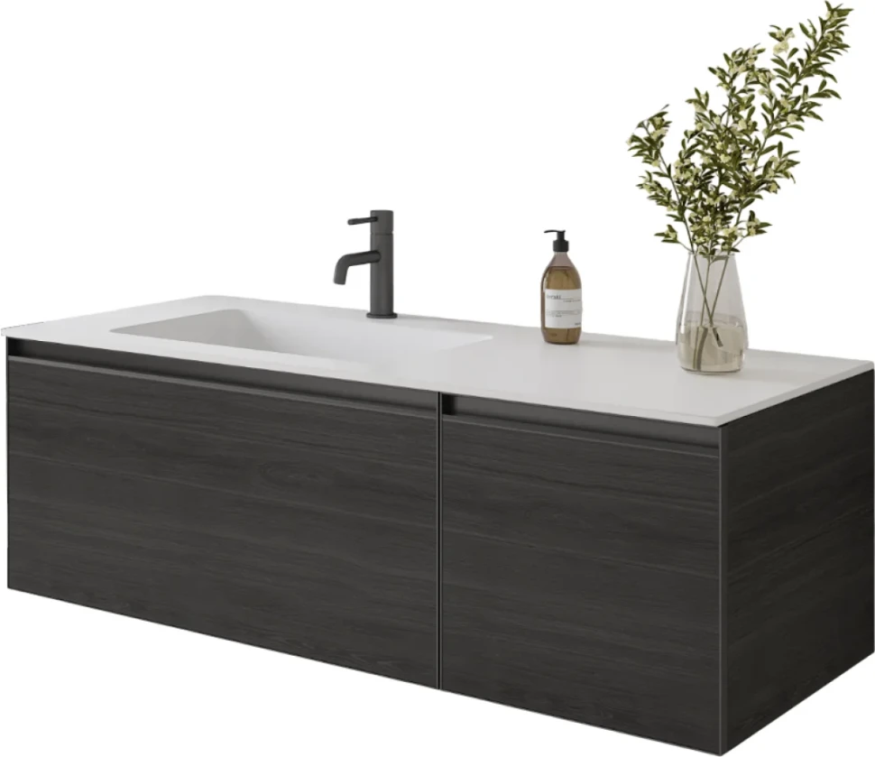 Тумба под раковину без столешницы Armadi Art Quatro 2 120 oak anthracite, профиль anthracite