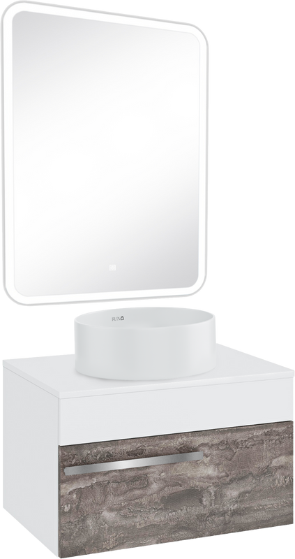 Мебель для ванной комнаты Runo Вудлайн 65 железный камень, раковина Palla 40