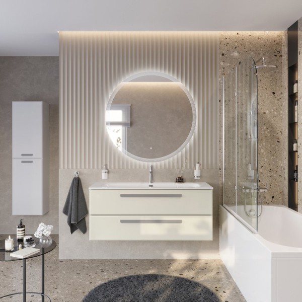 Мебель для ванной комнаты Cezares Eco Cer-N 120 брашированная альпака, раковина Eco 120, ручки серые