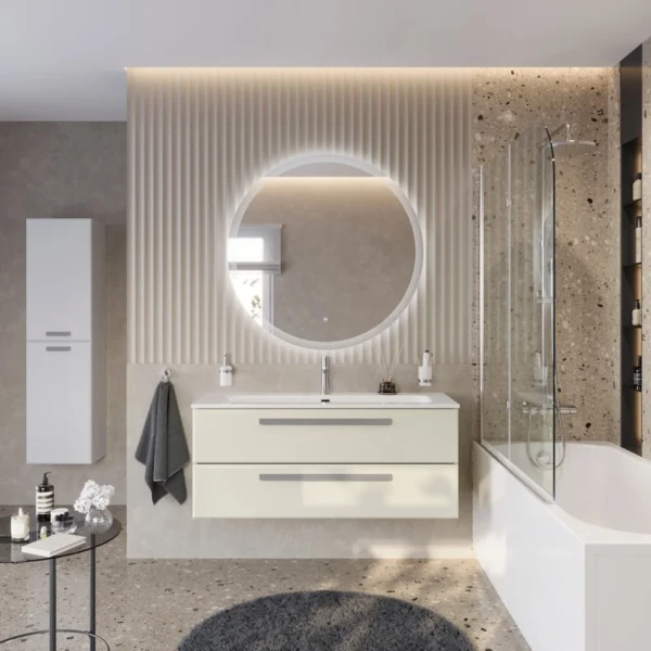 Мебель для ванной комнаты Cezares Eco Cer-N 120 брашированная альпака, раковина Eco 120, ручки серые