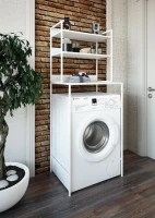 Шкаф в туалет Sanflor 82613187 белый муар, для стиральной машины