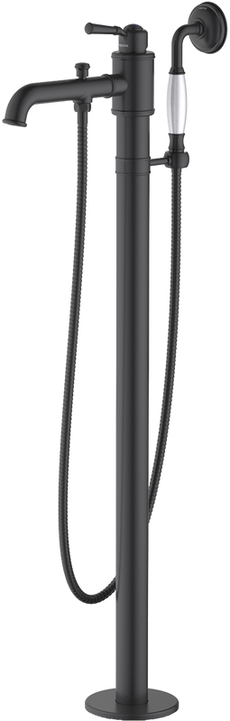 Напольный смеситель для ванны с душем AQUATEK Классик AQ1545MB С ВНУТРЕННЕЙ ЧАСТЬЮ, матовый черный