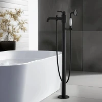 Напольный смеситель для ванны с душем AQUATEK Классик AQ1545MB С ВНУТРЕННЕЙ ЧАСТЬЮ, матовый черный