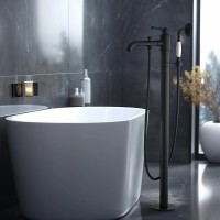 Напольный смеситель для ванны с душем AQUATEK Классик AQ1545MB С ВНУТРЕННЕЙ ЧАСТЬЮ, матовый черный
