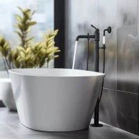 Напольный смеситель для ванны с душем AQUATEK Классик AQ1545MB С ВНУТРЕННЕЙ ЧАСТЬЮ, матовый черный