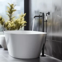 Напольный смеситель для ванны с душем AQUATEK Классик AQ1545MB С ВНУТРЕННЕЙ ЧАСТЬЮ, матовый черный