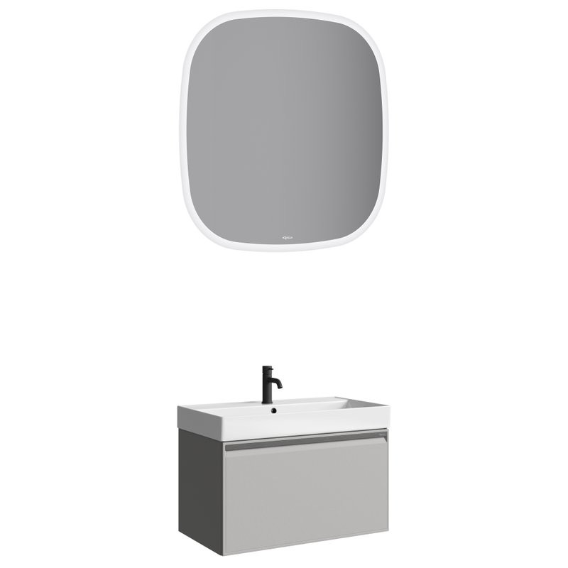 Мебель для ванной комнаты Aqwella Pure 80 серый туман