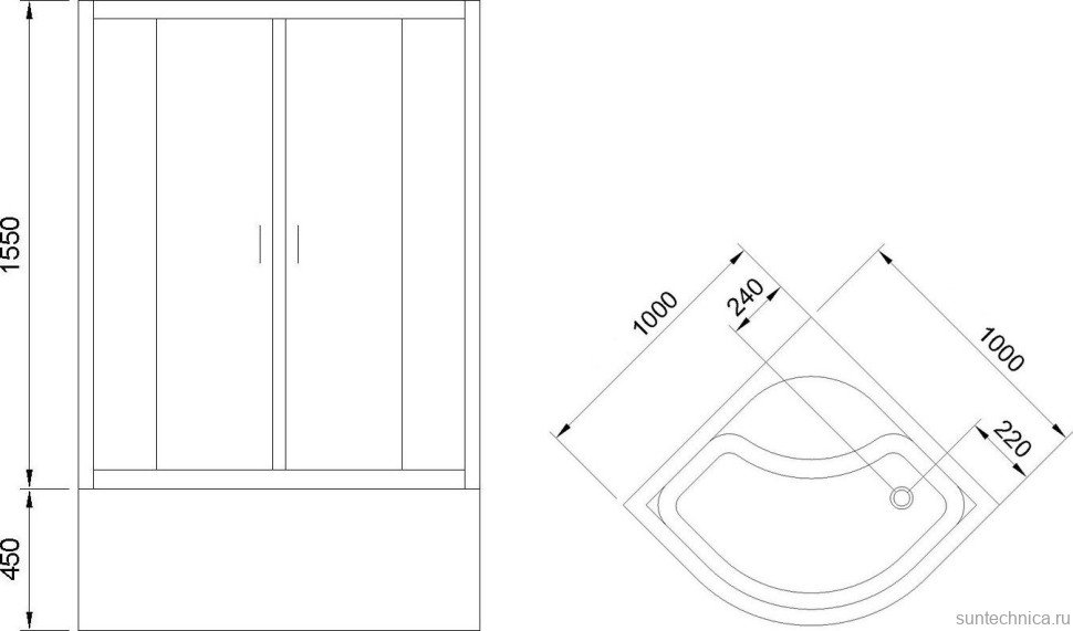 Душевой уголок Royal Bath BK RB 100BK-C-CH с поддоном