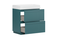 Тумба с раковиной Belux Базель 70 напольная, голубой малахит матовый