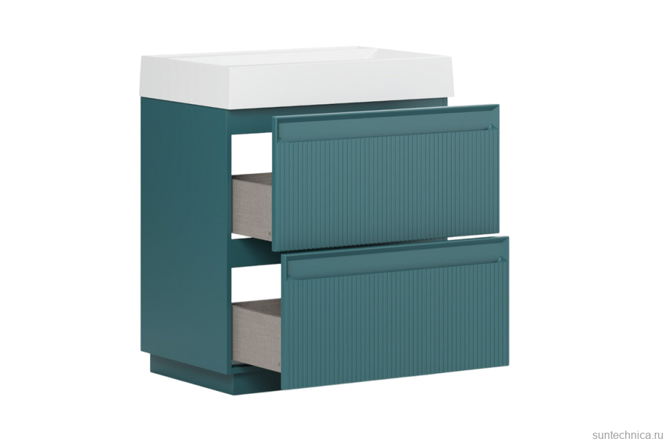 Тумба с раковиной Belux Базель 70 напольная, голубой малахит матовый