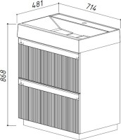 Тумба с раковиной Belux Базель 70 напольная, голубой малахит матовый