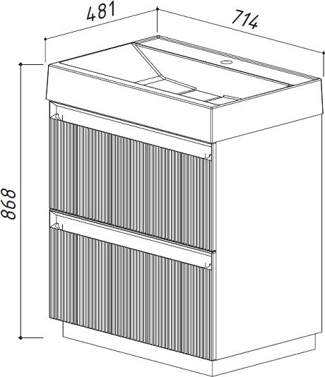 Тумба с раковиной Belux Базель 70 напольная, голубой малахит матовый