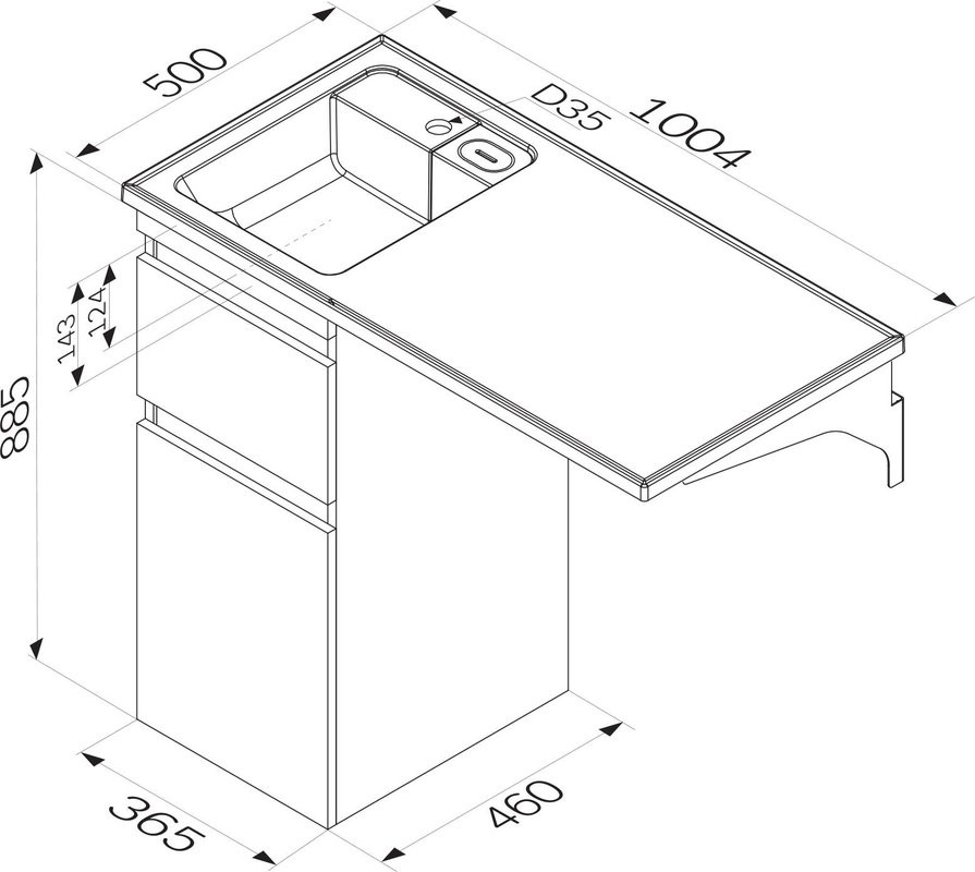 Тумба с раковиной AM.PM X-Joy 40 L под узкую стиральную машину