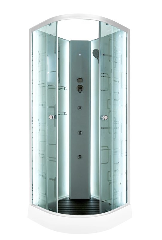 Душевая кабина DTO D EM1580NLED+GM профиль хром, стекло матовое с узором
