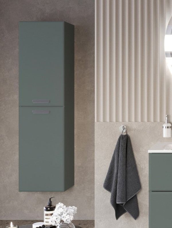 Шкаф-пенал для ванной Cezares Eco-Cer-N 40 универсальный серо-зеленый матовый, ручки серые