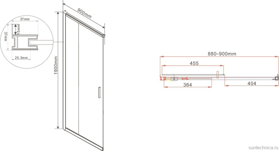 Душевой уголок Vincea Garda VSS-1G8090CGB 90x80 см, профиль чёрный, стекло тонированное