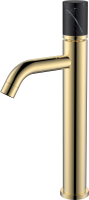 Смеситель для раковины Boheme Stick 122-G-MR-B золотой, черный мрамор