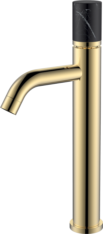Смеситель для раковины Boheme Stick 122-G-MR-B золотой, черный мрамор