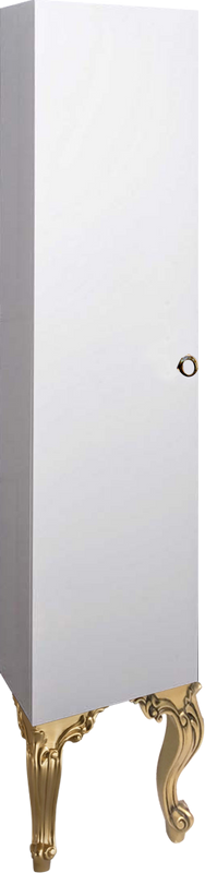 Шкаф-пенал для ванной Armadi Art NeoArt белый с ручкой Moon золото, с ножками