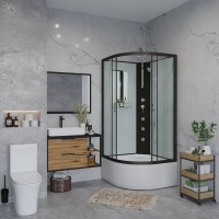 Душевая кабина Niagara Classic NG-6708-14BKTG 90x90 см, без крыши, с гидромассажем и тропическим душем