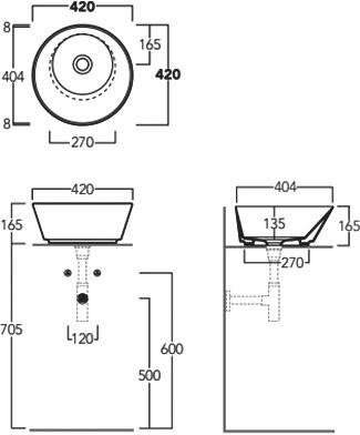 Накладная раковина Simas Wave WA01 bi*0 42 см
