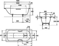 Стальная ванна Kaldewei Advantage Saniform Plus 375-1 180x80 см, пристенная, на ножках, с антискользящим покрытием