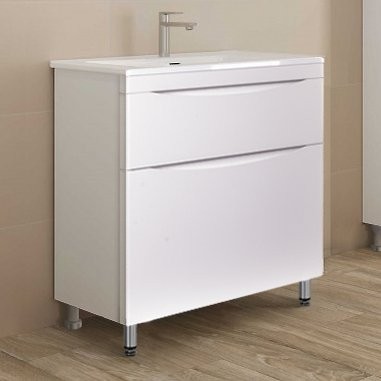 Тумба с раковиной Style Line Бергамо Мини 60 Люкс Plus напольная, антискрейтч белая