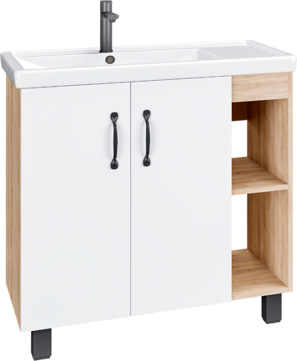 Тумба под раковину Grossman Флай 80 дуб сонома, белая