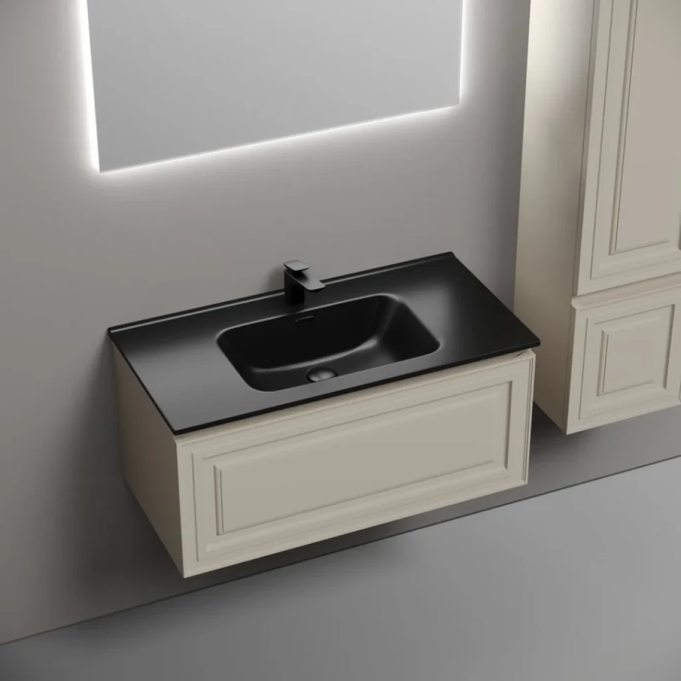 Тумба с раковиной Sancos Very 90 beige soft, раковина CN7002MB