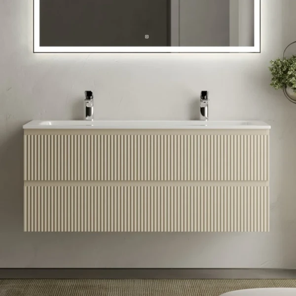 Тумба с раковиной Sancos Snob R 120 см, beige soft, раковина CN7016