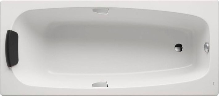 Акриловая ванна Roca Sureste 170x70 см, пристенная, белая, с каркасом, с ручками, со сливом-переливом