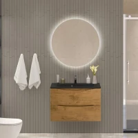 Мебель для ванной комнаты BelBagno Marino 80 подвесная, rovere nature, черная раовина