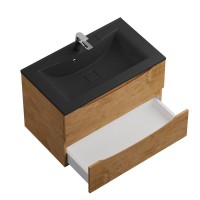 Мебель для ванной комнаты BelBagno Marino 80 подвесная, rovere nature, черная раовина