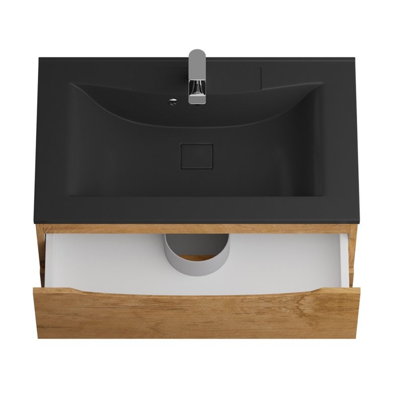 Мебель для ванной комнаты BelBagno Marino 80 подвесная, rovere nature, черная раовина