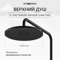 Душевая стойка STWORKI Аулум S06170BG матовый чёрный, матовое золото