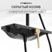Душевая стойка STWORKI Аулум S06170BG матовый чёрный, матовое золото