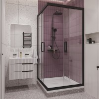 Душевая стойка STWORKI Аулум S06170BG матовый чёрный, матовое золото