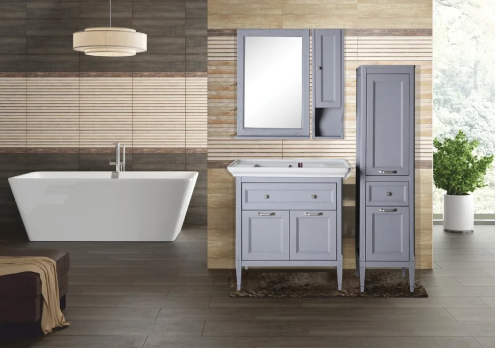 Мебель для ванной комнаты ASB-Woodline Гранда 85 серая