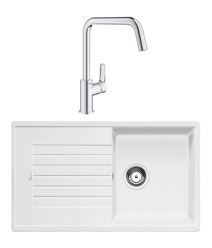 Комплект Мойка Blanco Zia 5S 520515 белая + Смеситель Grohe Eurosmart