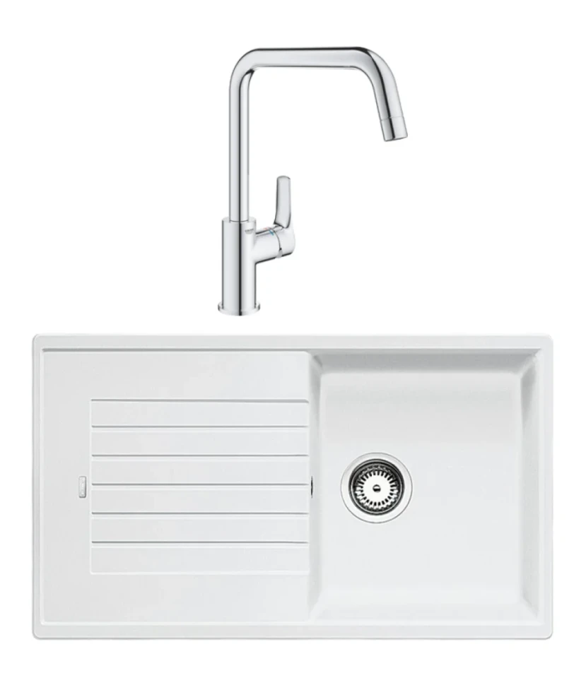 Комплект Мойка Blanco Zia 5S 520515 белая + Смеситель Grohe Eurosmart