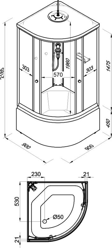Душевая кабина Triton Вельвет Щ0000065753 90х90 Б