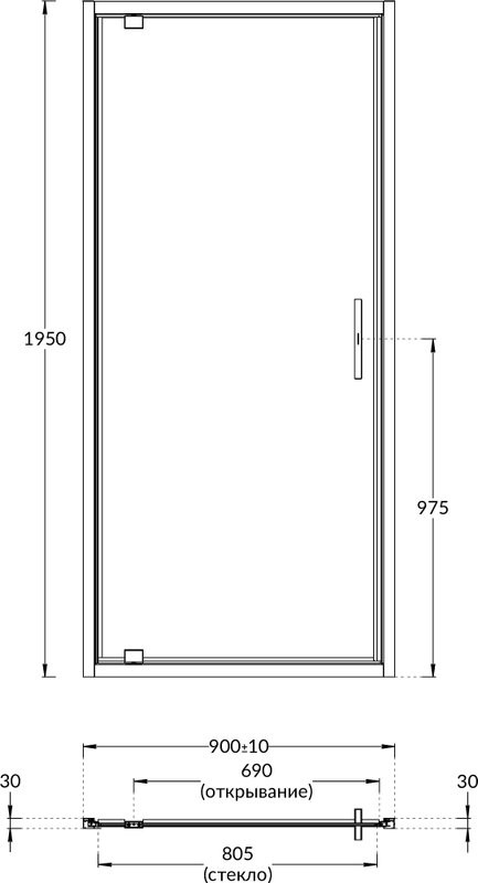 Душевой уголок KERAMA MARAZZI Vetro 90х90 см, квадратный, распашная дверь, профиль матовый черный