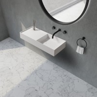 Раковина подвесная Abber Stein AS2648 80 матовая белая, прямоугольная, искусственный камень, со столешницей слева