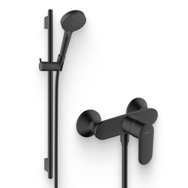 Душевой комплект Смеситель для душа Hansgrohe Vernis Blend 71640670, черный + Гарнитур 26422670, матовый черный