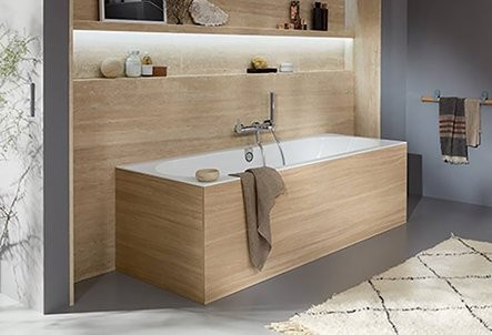 Акриловая ванна Villeroy & Boch Oberon 2.0 UBQ170OBR2DV-01 170x75 см, встраиваемая, цвет альпийский белый, на ножках, со сливом-переливом, фурнитура белая