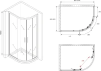 Душевой уголок Abber Schwarzer Diamant AG01190B 100x90, профиль черный, стекло прозрачное