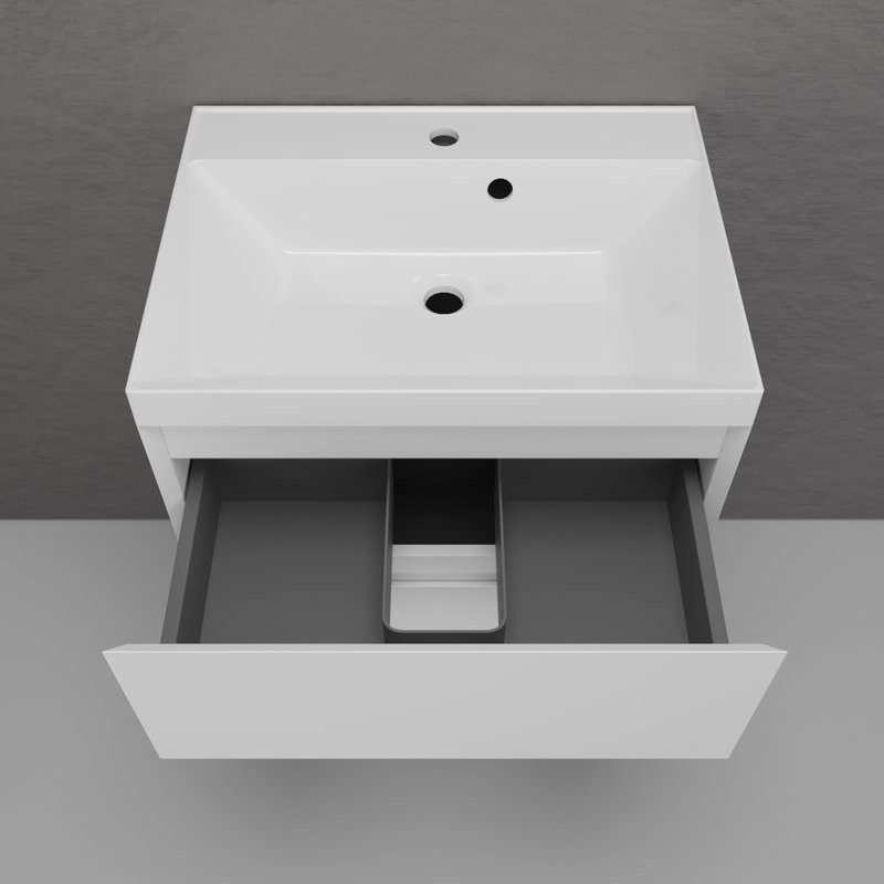 Тумба подвесная "Манхэттен 60" ЭМАЛЬ, под раковину ASTI, 2 ящика, PLUS, белый