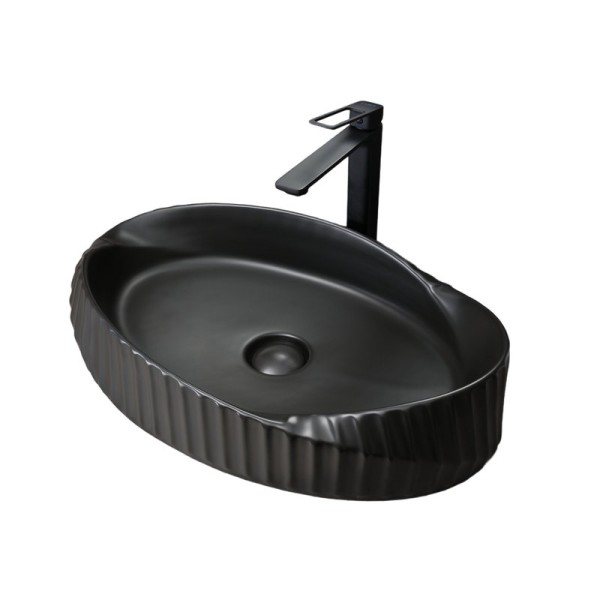 Накладная раковина GID Creativo Bm888 60 матовая черная, овальная, фаянс