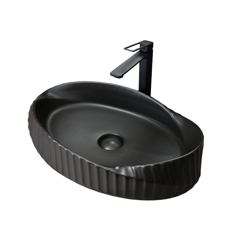 Накладная раковина GID Creativo Bm888 60 матовая черная, овальная, фаянс