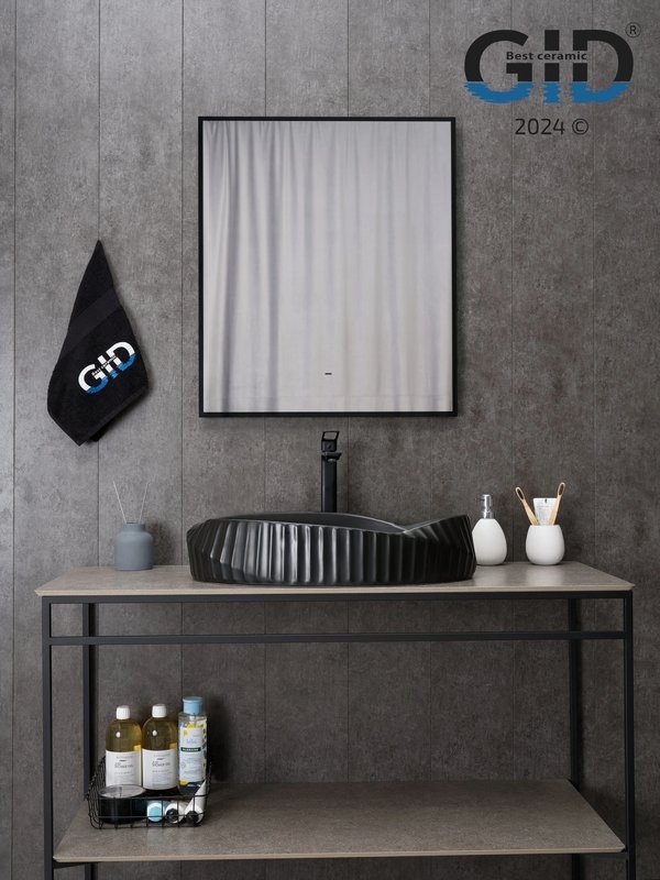 Накладная раковина GID Creativo Bm888 60 матовая черная, овальная, фаянс